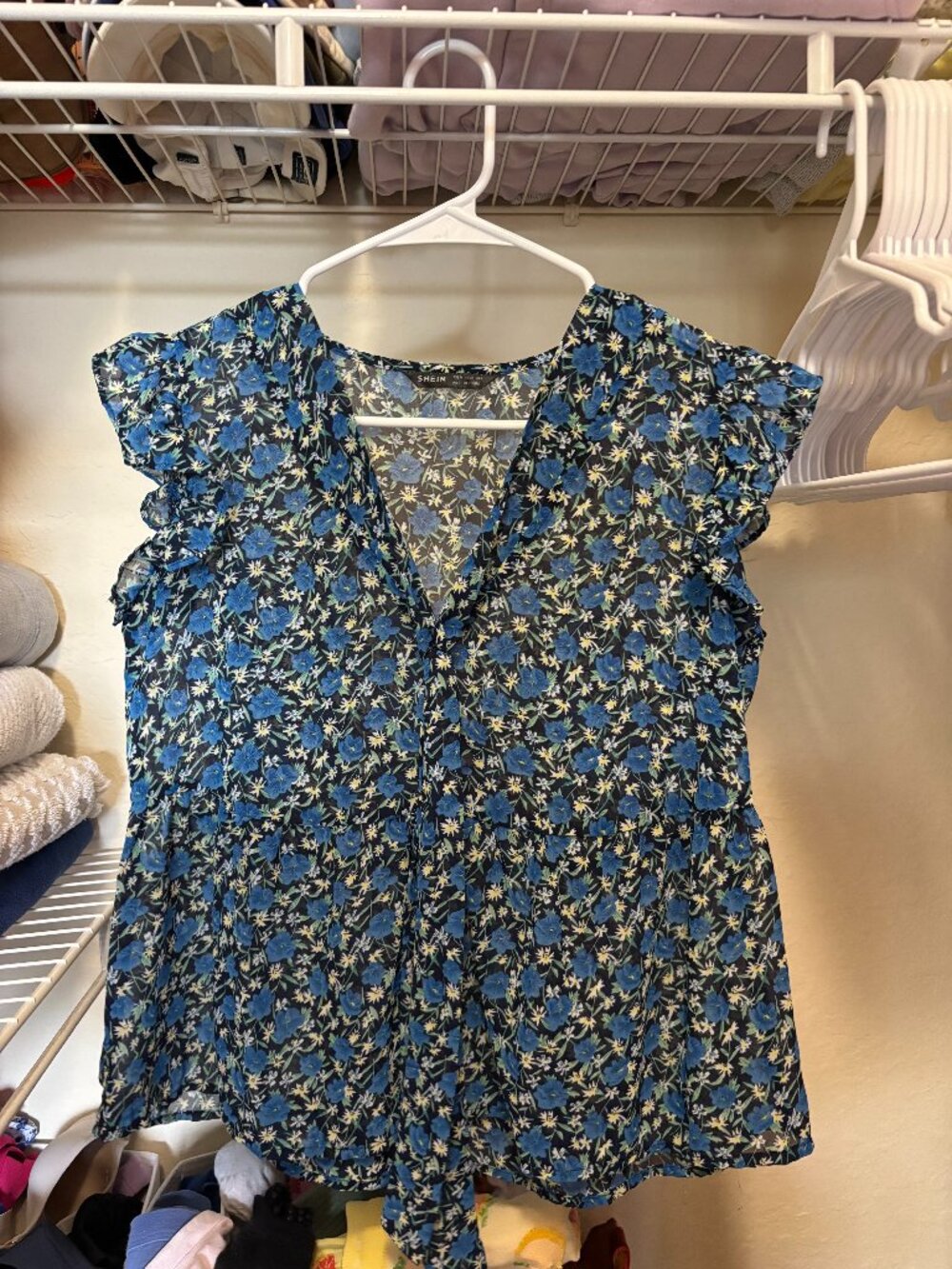Blue M shein floral blouse